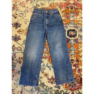 7 For All Mankind wide leg cropped medium wash jeans